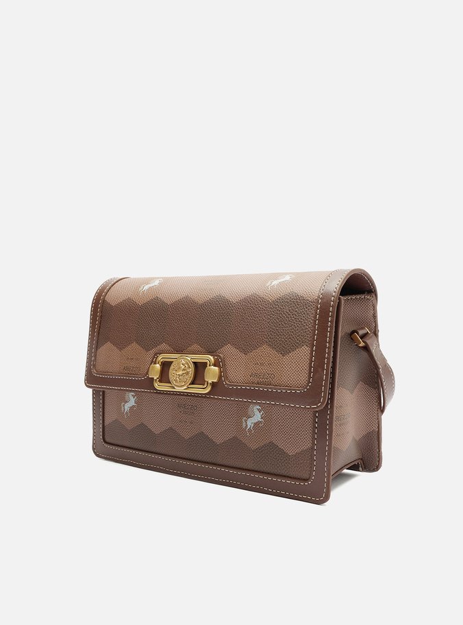 Bolsa Tiracolo Marrom Couro Estampa  Média