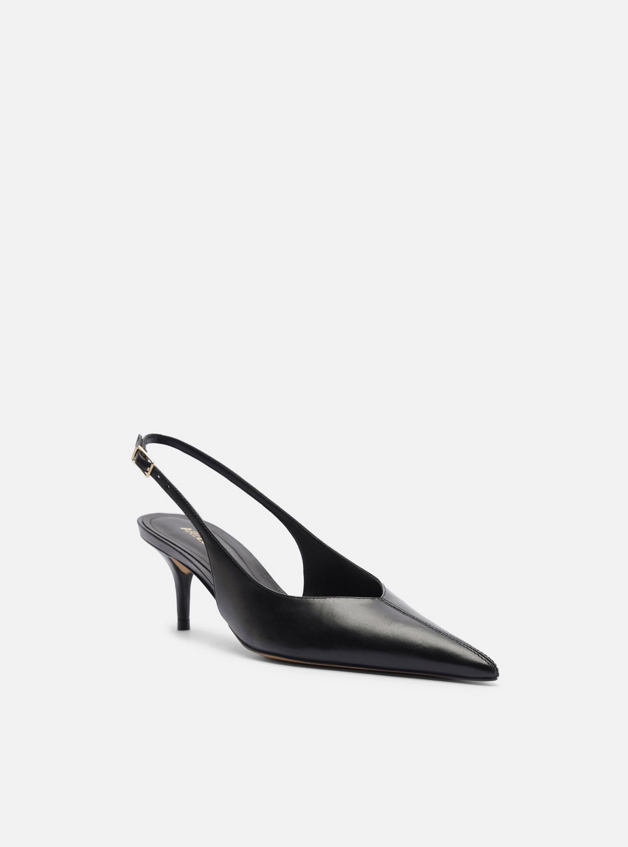 Scarpin Preto Couro Salto Kitten Slingback — foto 2