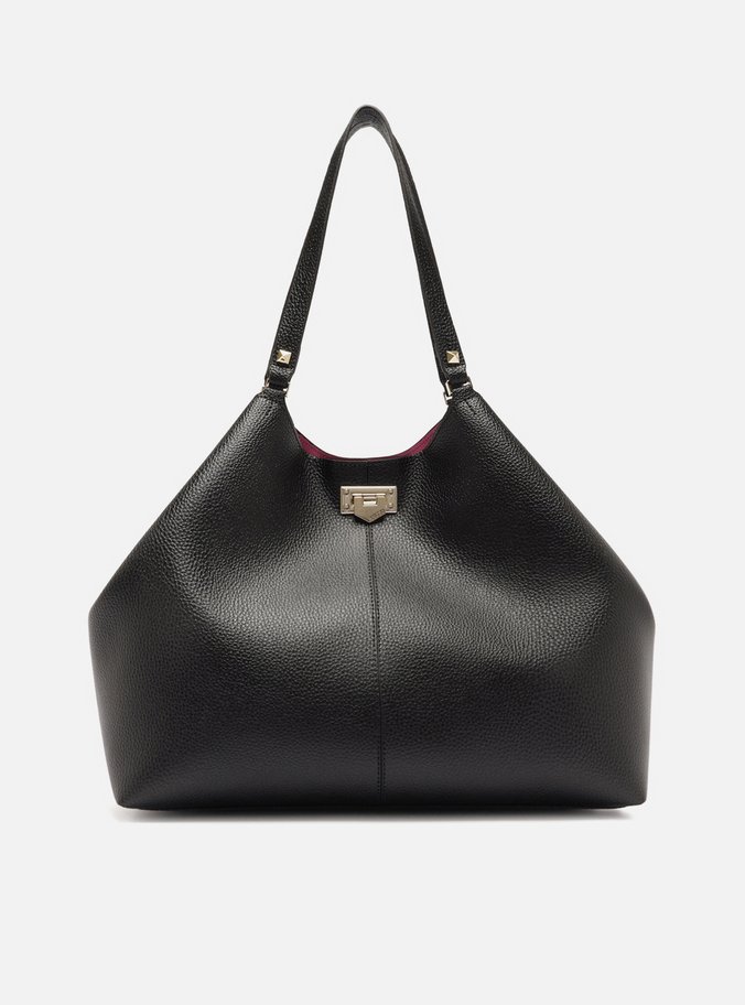 Bolsa Shopping Preta Grande Encaixe Metal