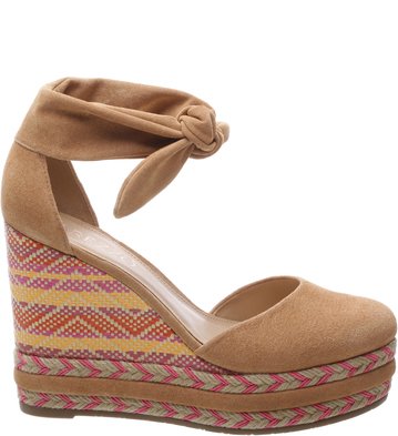 Espadrille Suede Bordado Étnico Nude Vintage