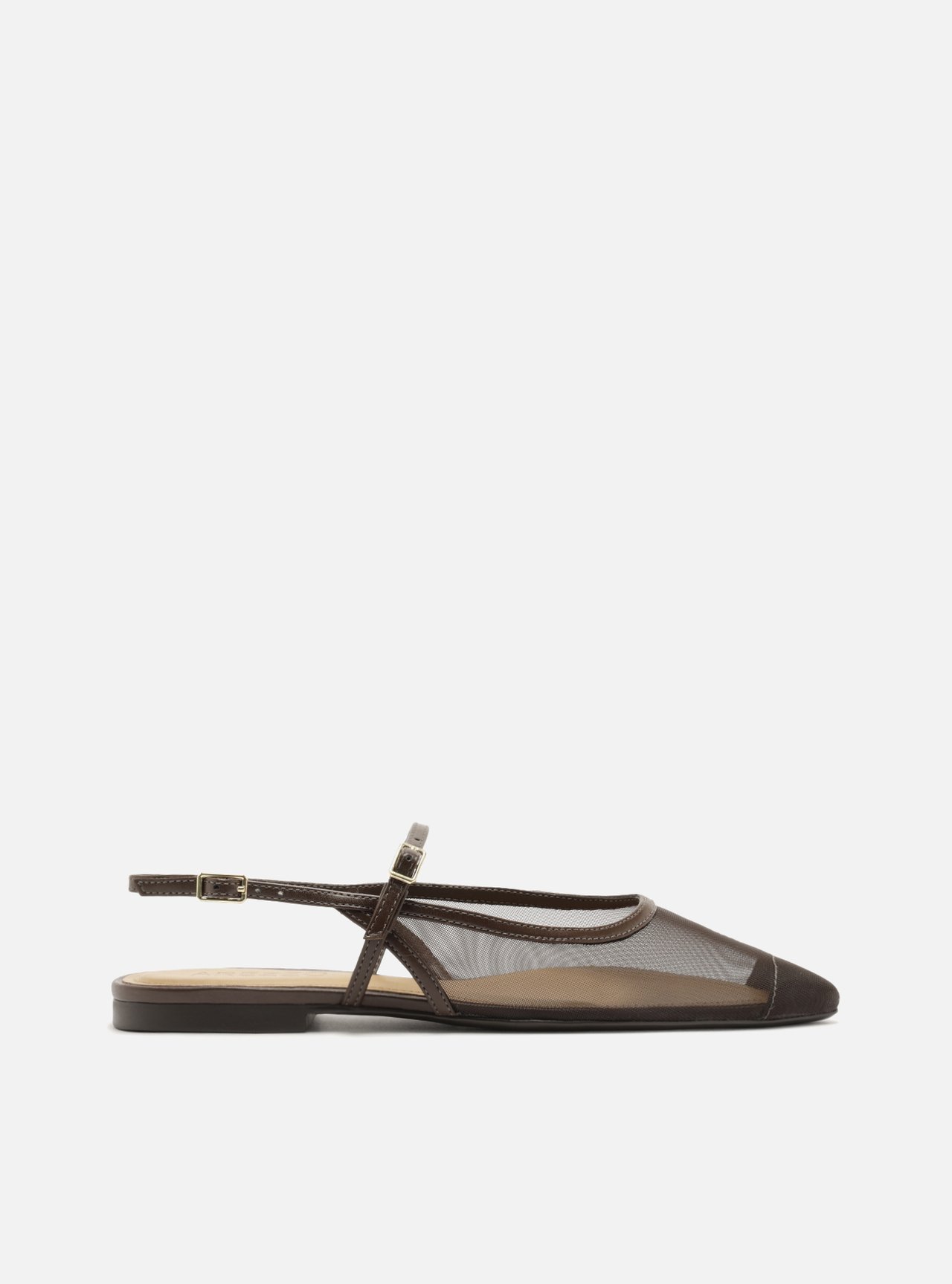 Sapatilha Marrom Tela Slingback Tiras Fivelas — foto 1