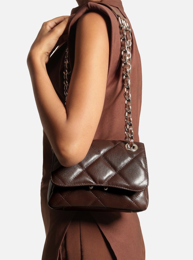 Bolsa Tiracolo Marrom Cocoa Couro Mizz Pequena