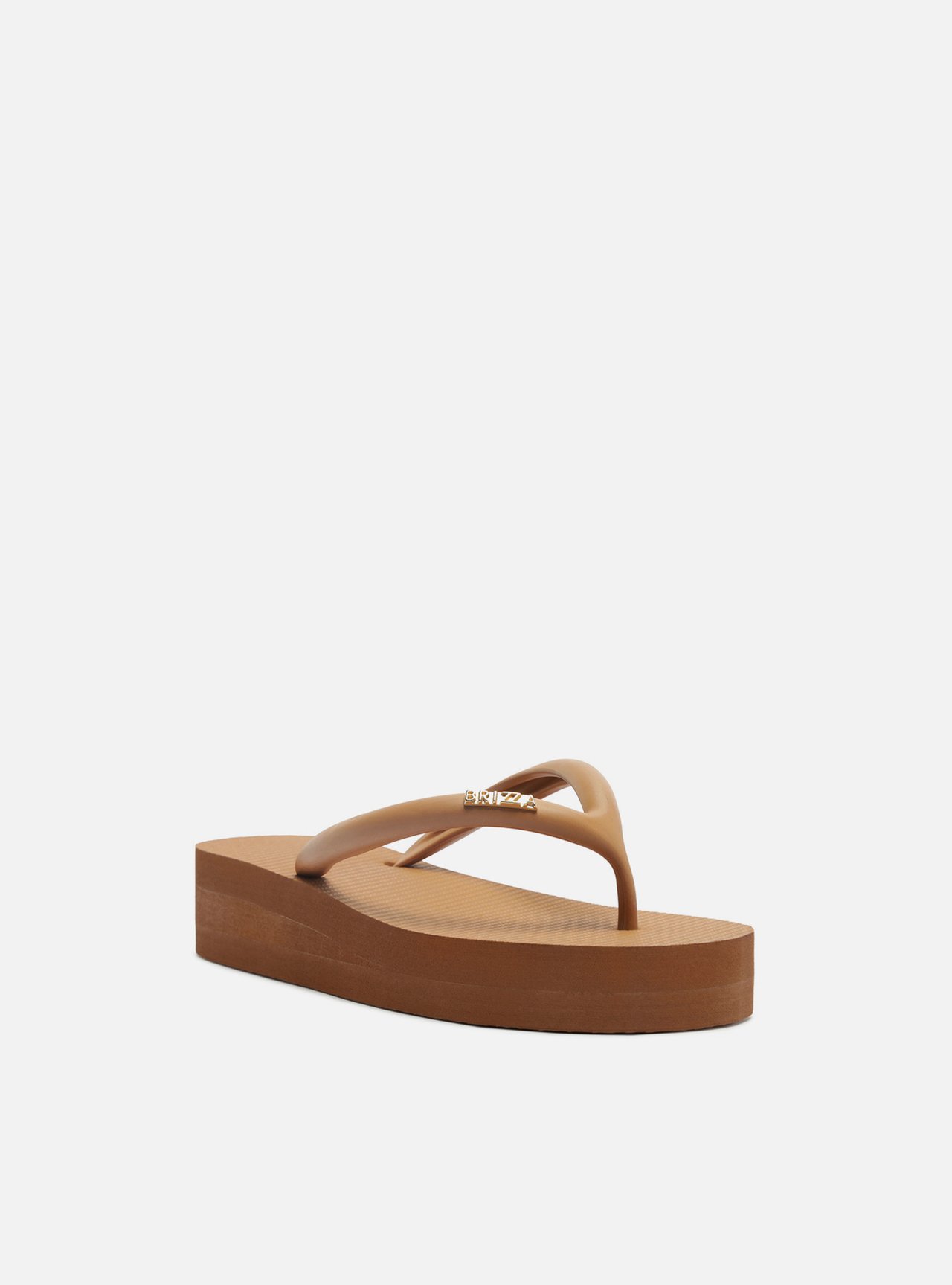 Chinelo de Dedo Marrom Plataforma Metais Brizza — foto 2
