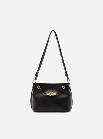 Bolsa Tiracolo Preta Couro Helena Pequena Nó