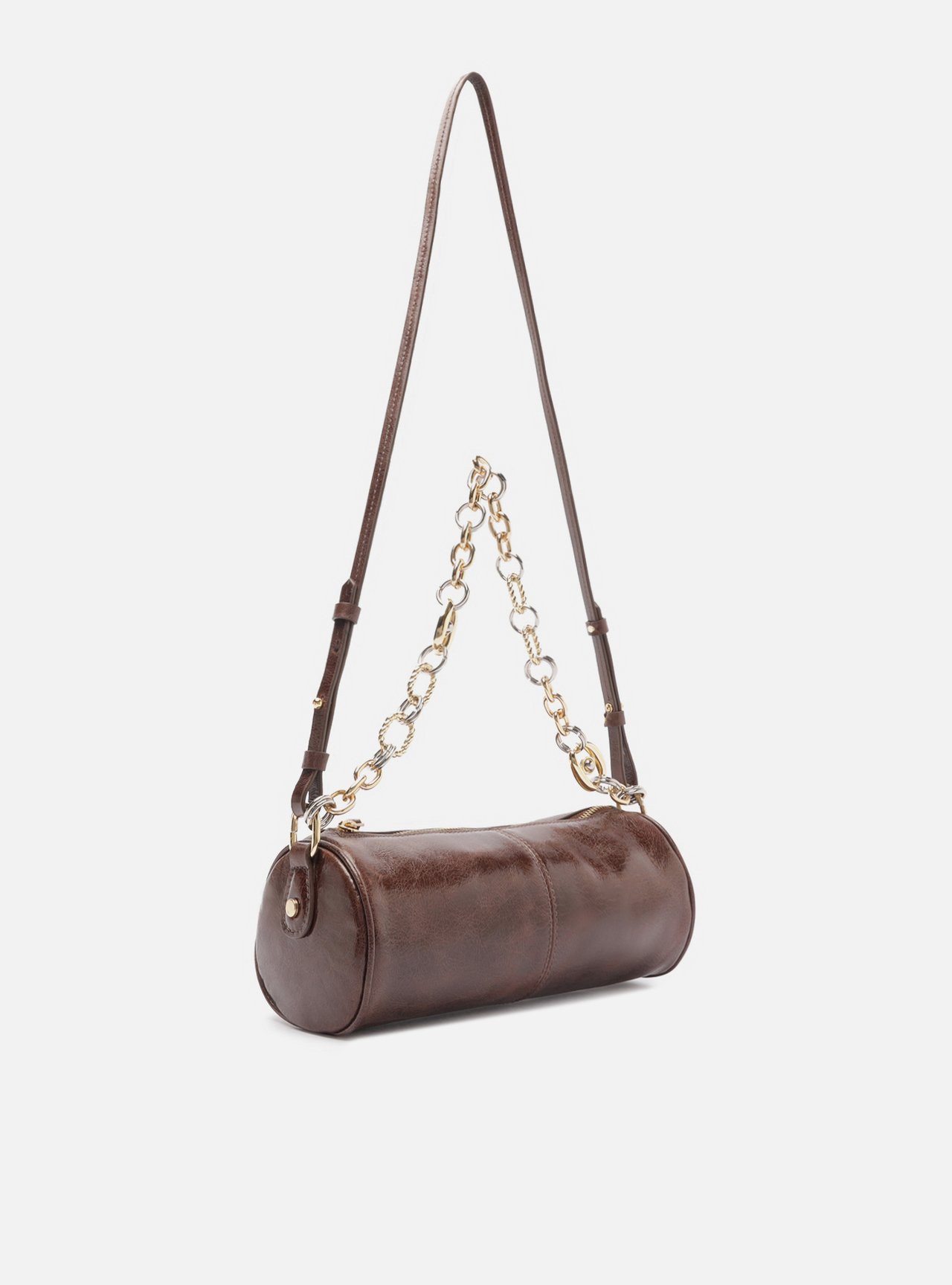 Bolsa Shoulder Marrom Couro Média Corrente Elos — foto 5