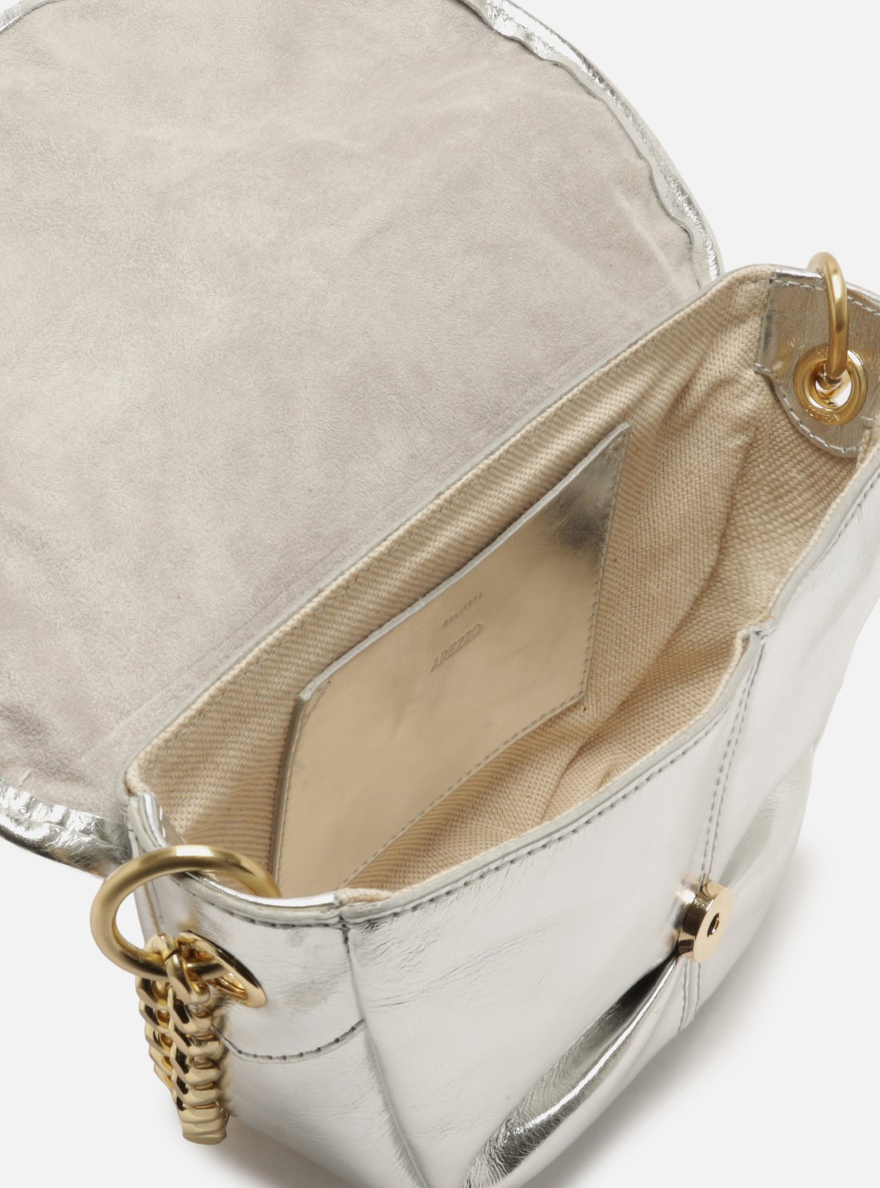 Bolsa Tiracolo Dourada Couro Média Laço — foto 4