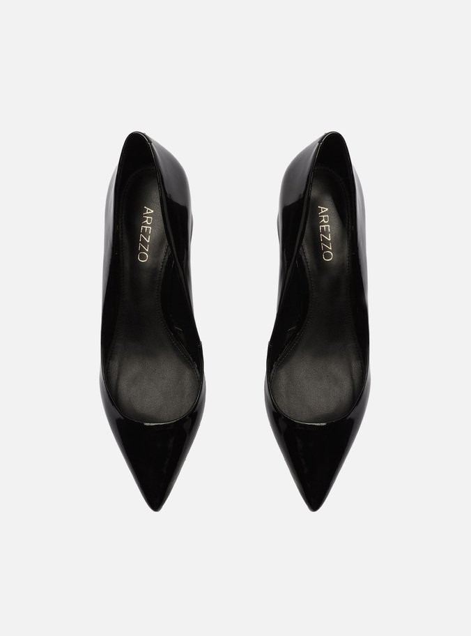 Scarpin Preto Verniz Salto Baixo Bloco