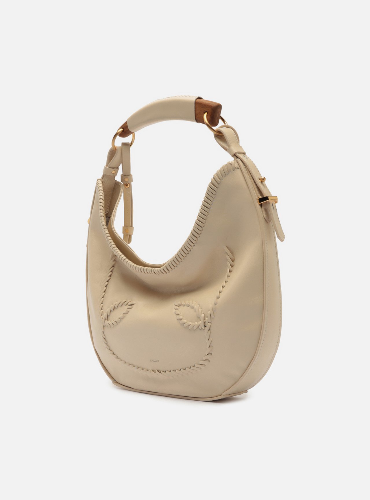 Bolsa Hobo Branca Couro Média Tressê — foto 2