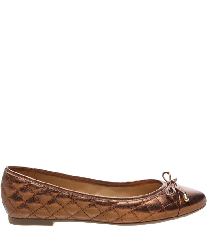 Sapatilha Couro Soft Matelassê Tiny Bow Bronze