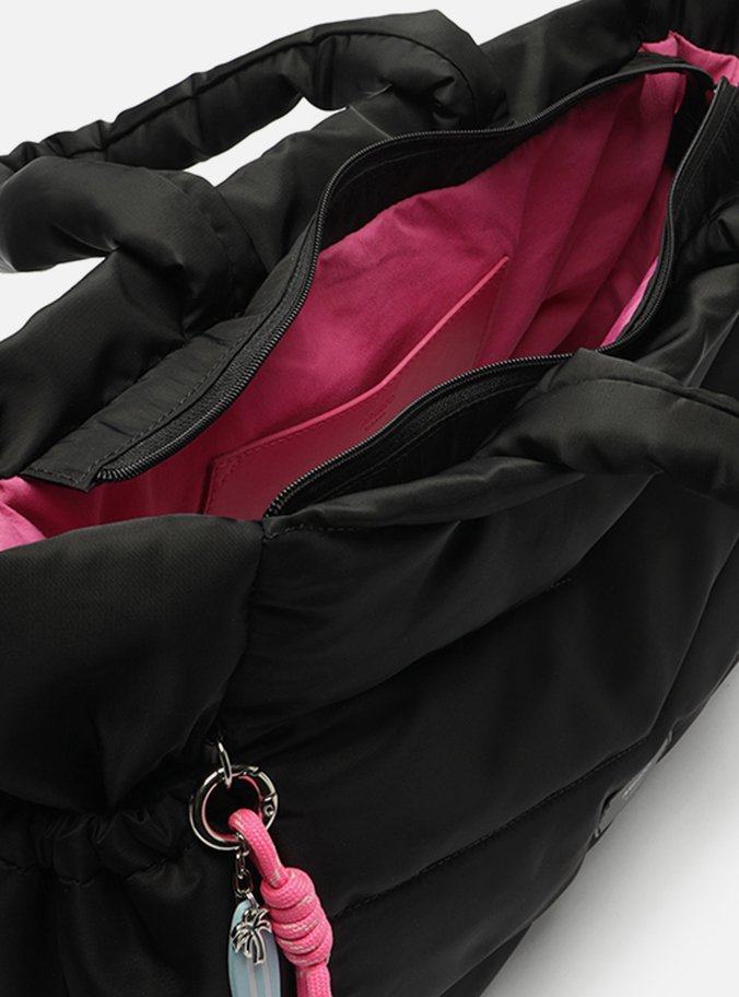 Bolsa Shopping Preta Nylon Grande Puffer