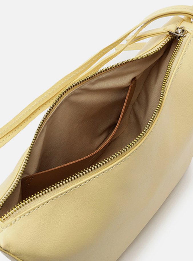 Bolsa Tiracolo Amarela Couro Pequena Alças Mix