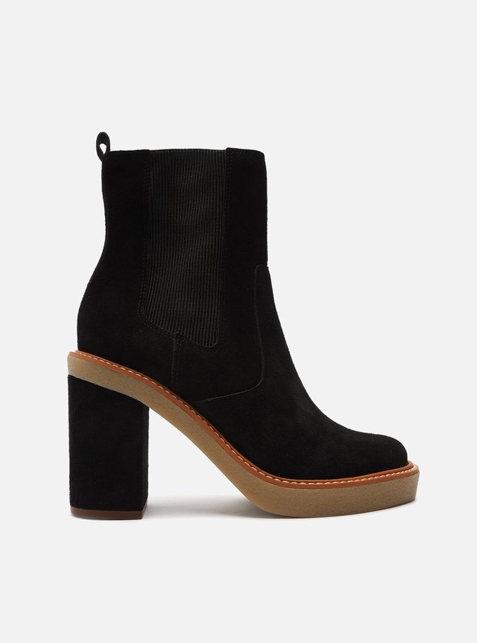 Bota Preta Camurcina Meia Pata Bloco Chelsea