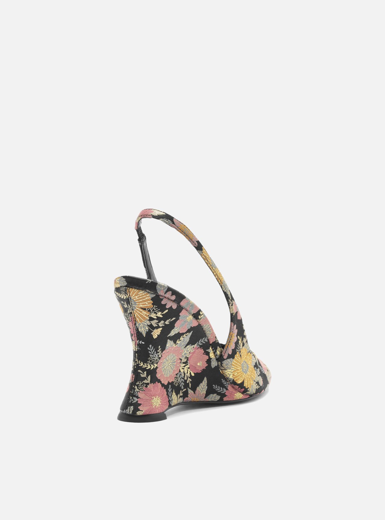 Scarpin Preto Estampa Salto Anabela Slingback — foto 3