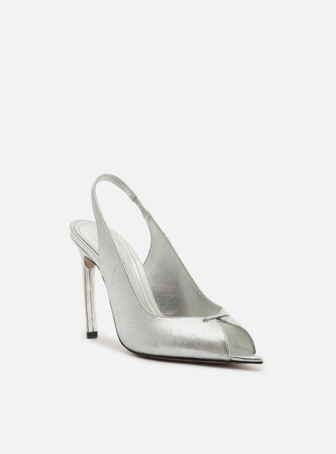 Sandália Prata Salto Alto Slingback