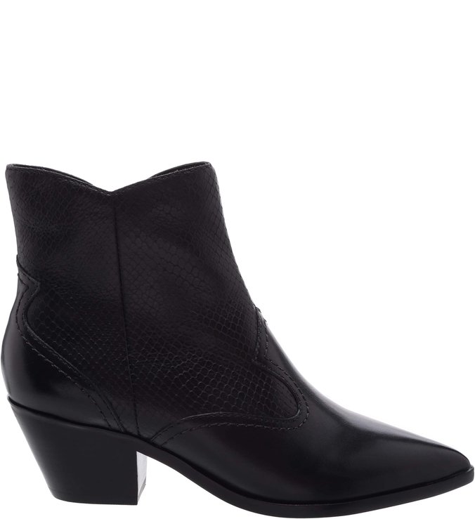 Bota West Side Couro Snake Salto Bloco Preta
