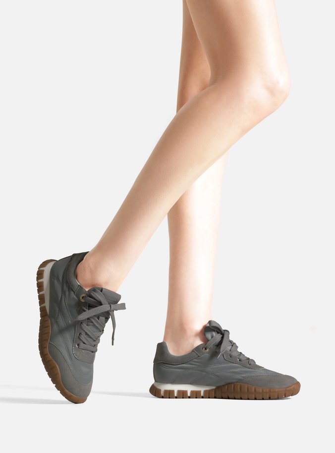 Tênis Cinza Suede Mix Sola Emborrachada