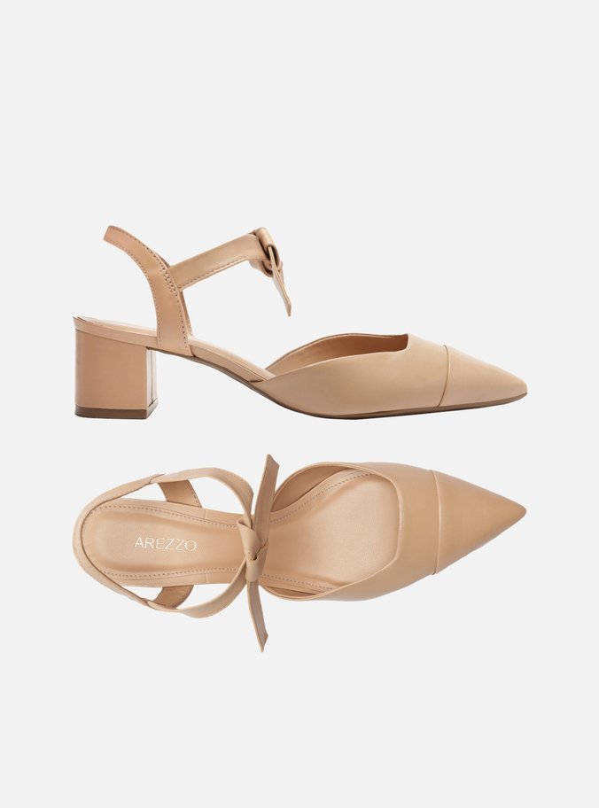 Scarpin Nude Salto Bloco Amarração