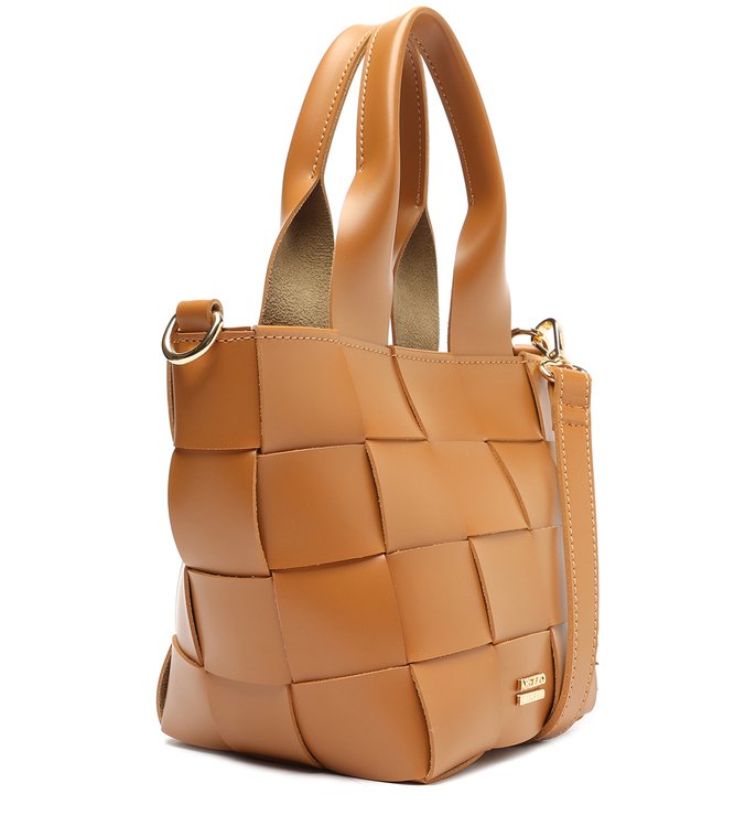 Bolsa Tote Marrom Pequena Tramada