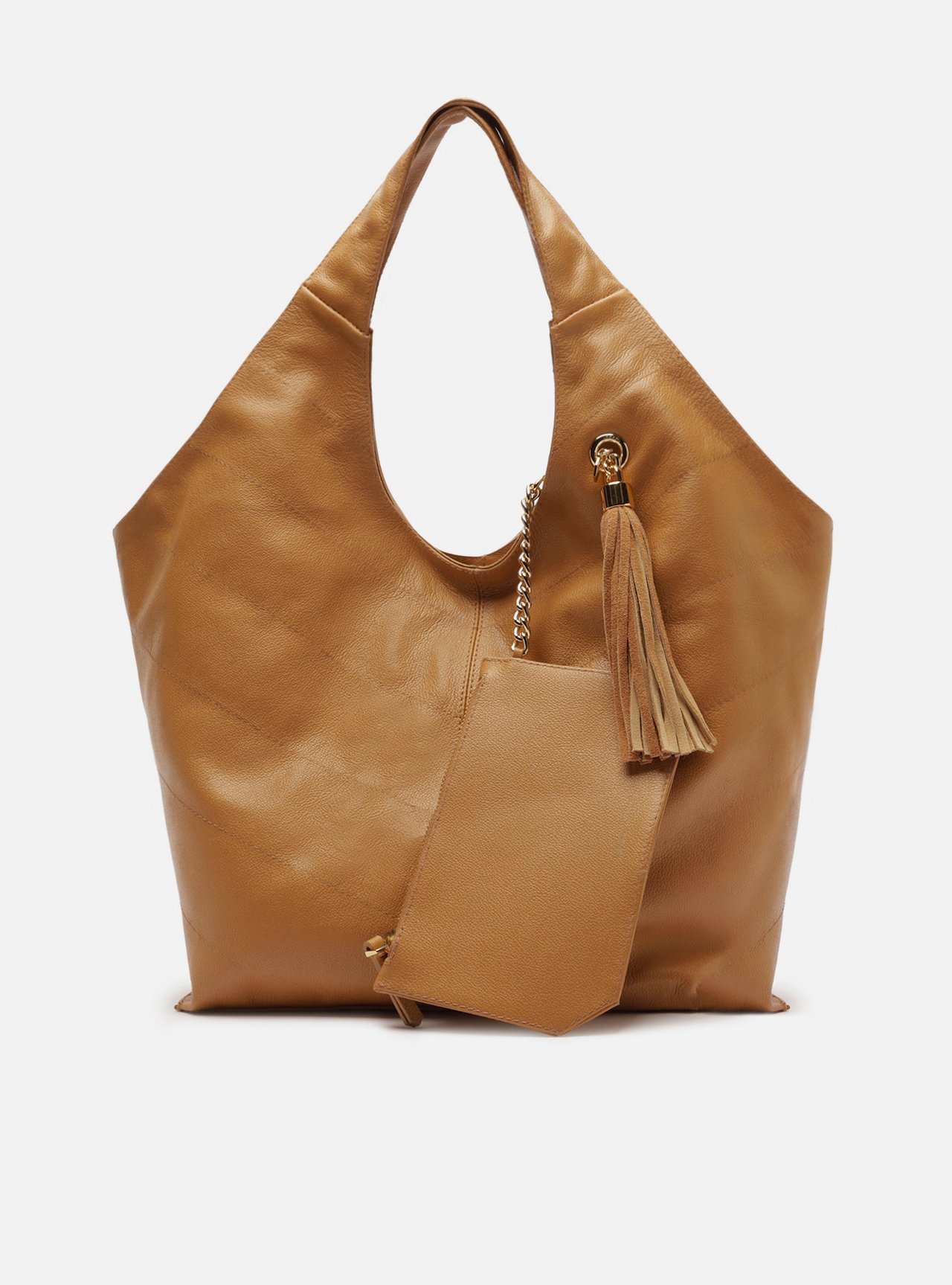 Bolsa Hobo Marrom Couro Grande Franjas — foto 6