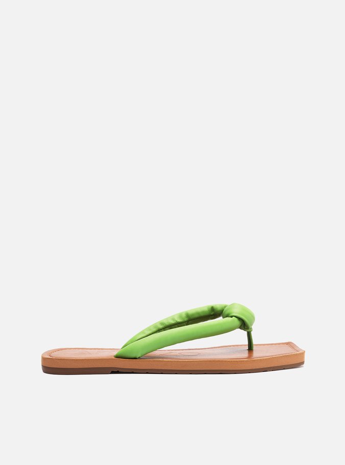 Flip Flop Verde Tiras Bombadas
