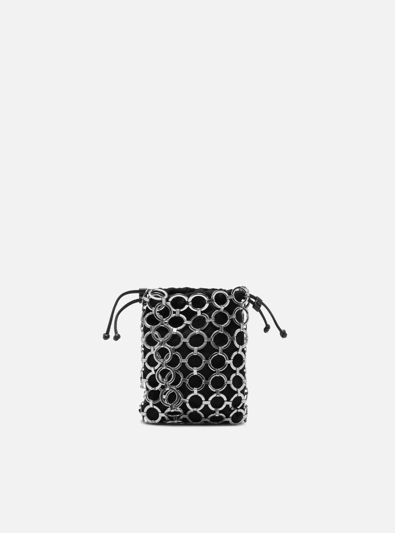 Mini Bag Tiracolo Preta Porta-Celular Suede Argolas — foto 3
