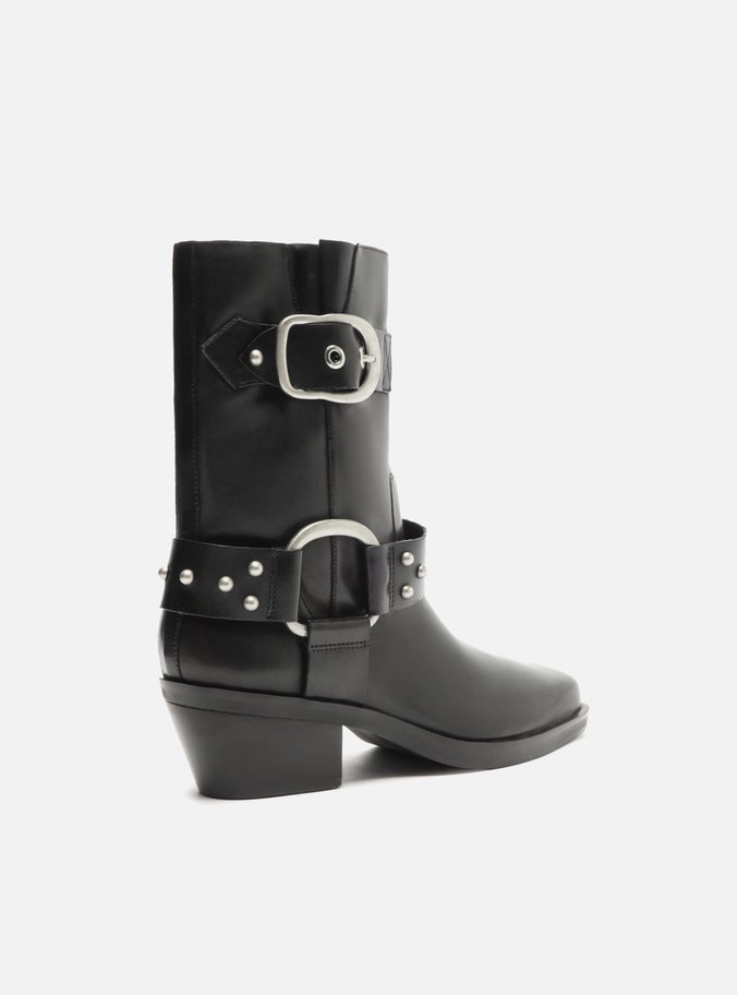Bota Preta Couro Cano Curto Montaria West