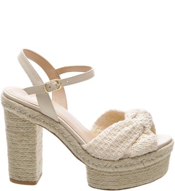 Sandália Plataforma Crochê Natural Off White