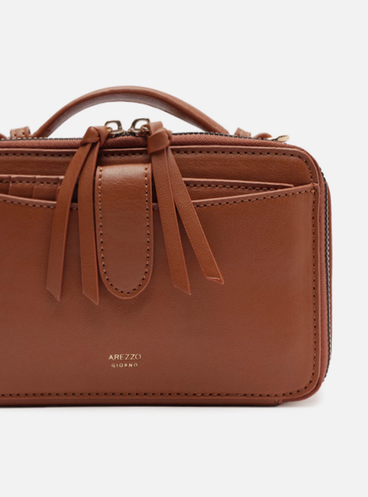 Bolsa Tiracolo Marrom Pequena Bolso Duplo — foto 6