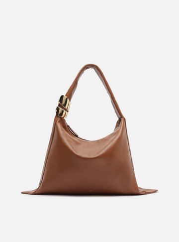 Bolsa Hobo Marrom Couro Grande Metal Lenny Niemeyer