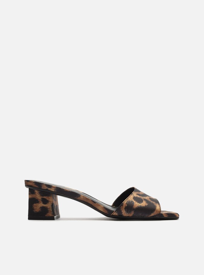 Mule Animal Print Tecido Bloco Tira Única