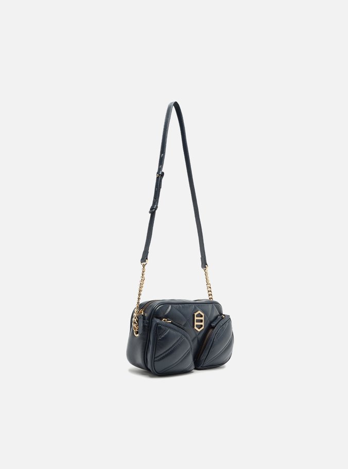 Bolsa Tiracolo Azul Couro Pequena Matelassê