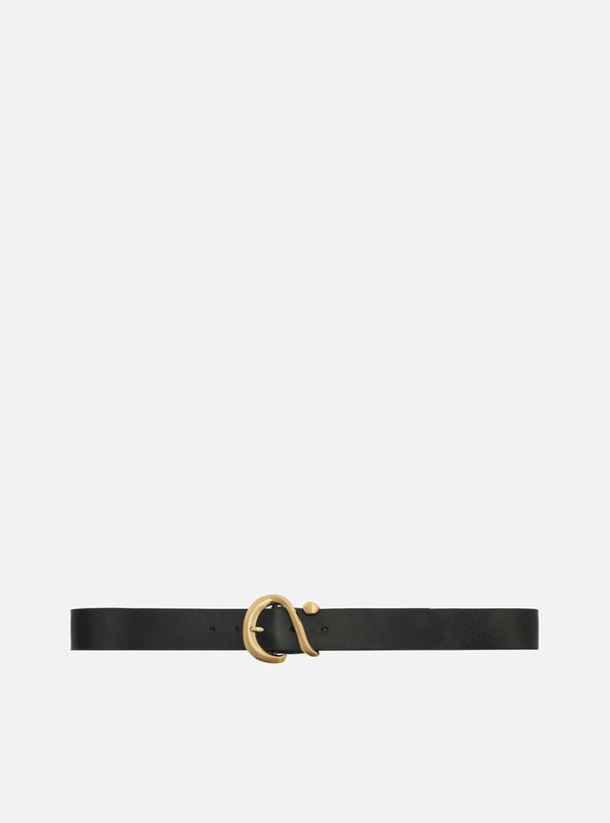 Cinto Preto Couro Fivela Dourado