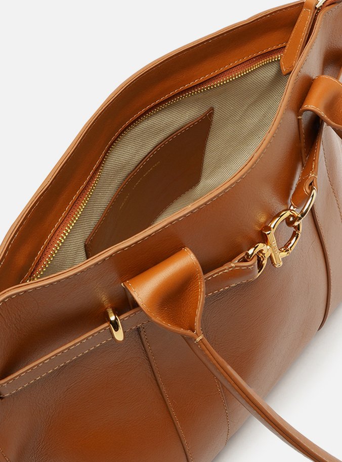 Bolsa Shopping Marrom Couro Grande Selaria Lenny