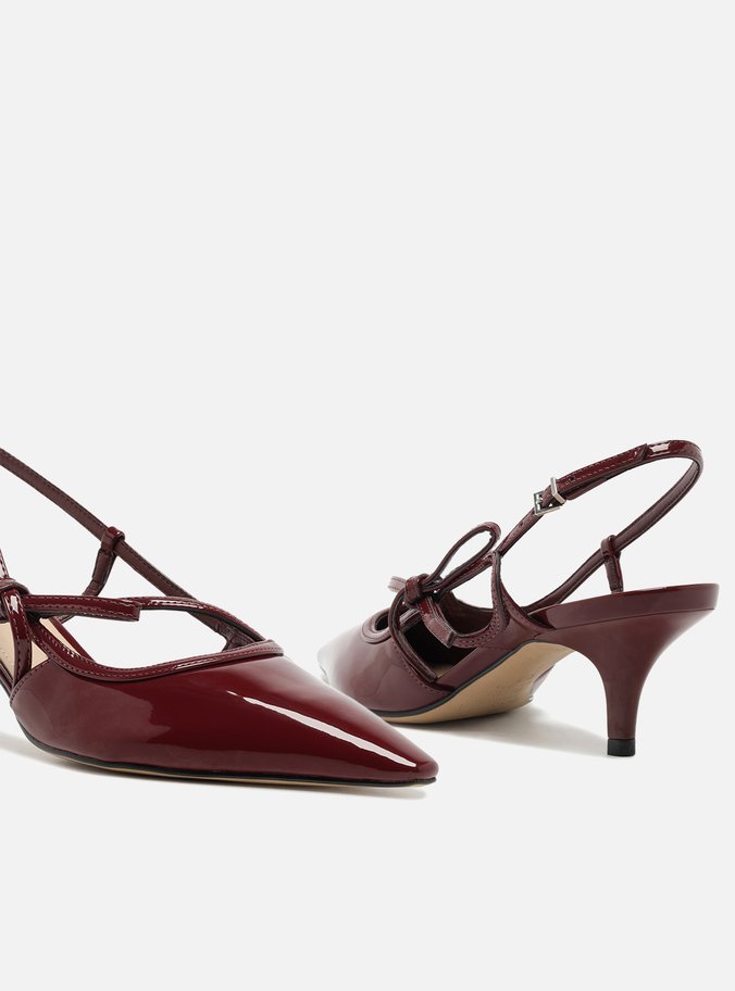 Scarpin Vermelho Salto Fino Slingback Laço