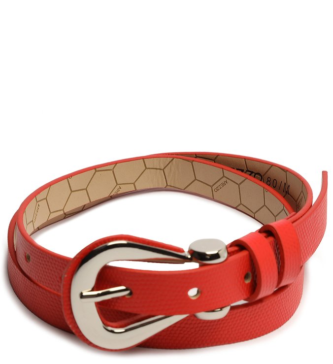 Cinto Vermelho Couro Verônica Fivela