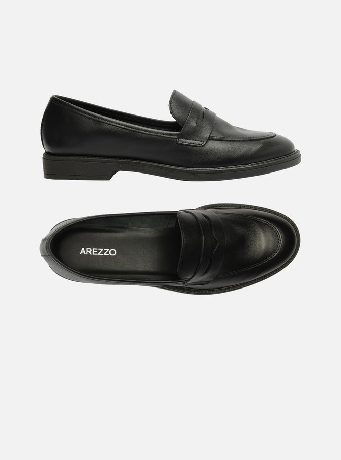 Mocassim Preto Couro Bico Redondo Básico Easy