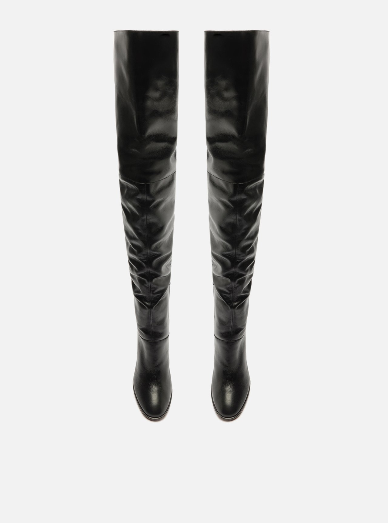 Bota Over The Knee Preta Couro Salto Alto — foto 5