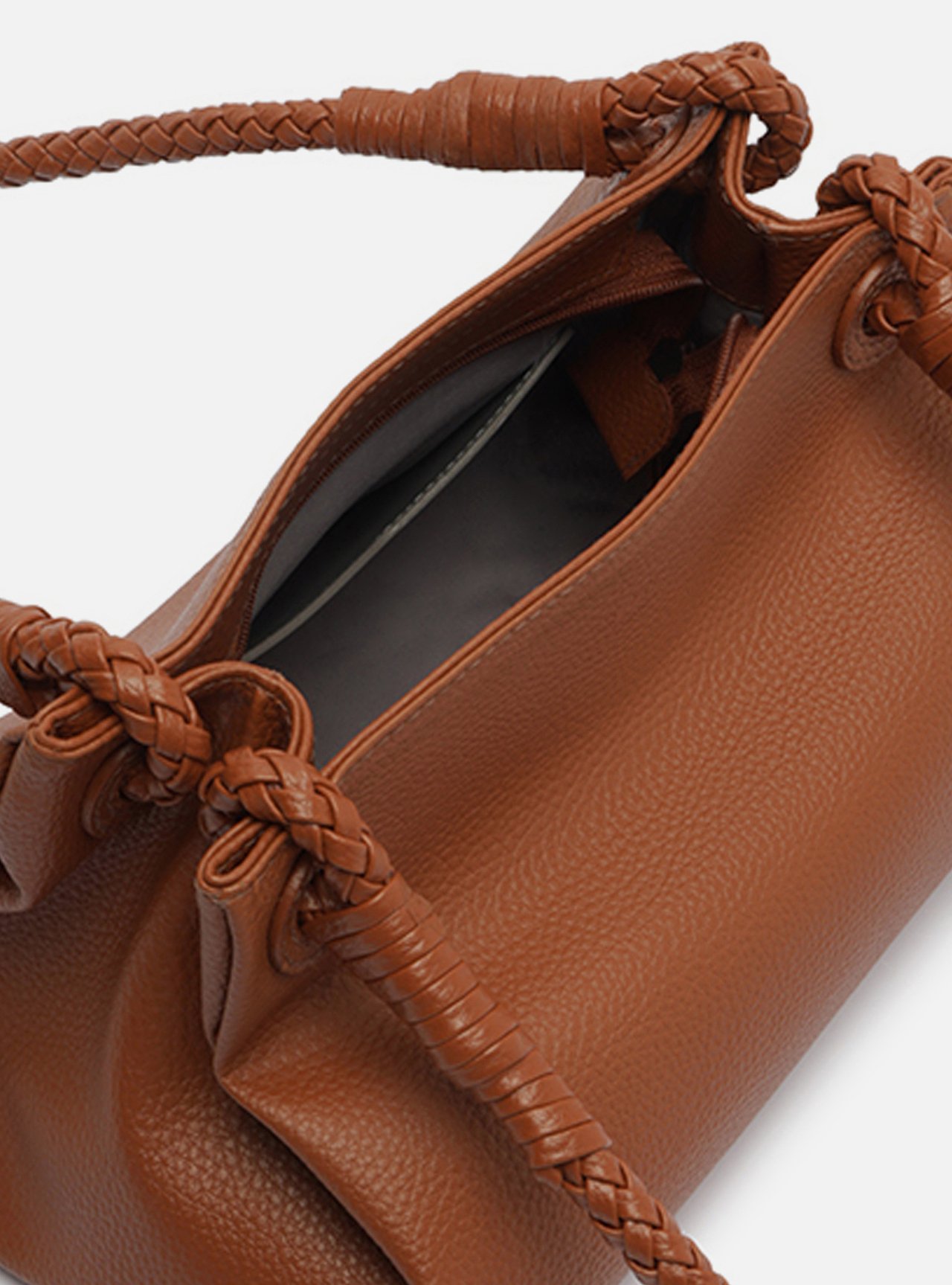 Bolsa Shoulder Marrom Média Alça Trançada — foto 4