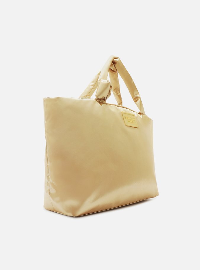 Bolsa Shopping Dourada Nylon Bella Grande