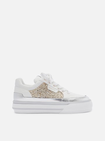 Tênis Branco Couro Flatform Brilhos