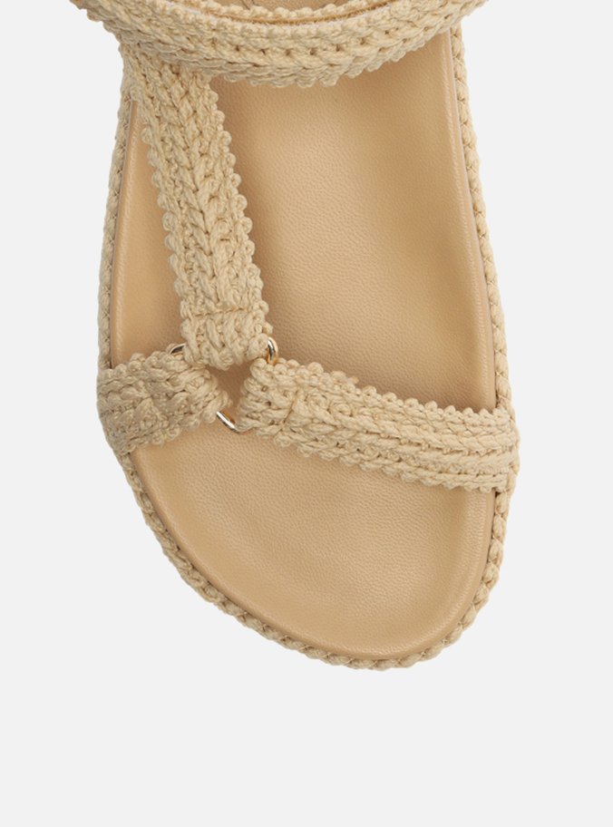 Sandália Nude Texturizada Flatform Maju