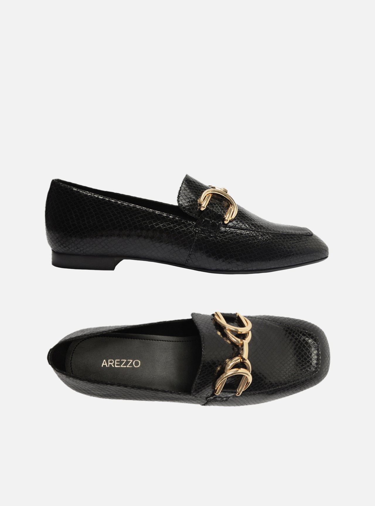Mocassim Preto Snake Bico Redondo Classy — foto 5