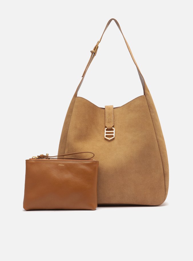 Bolsa Hobo Marrom Couro Acamurçado
