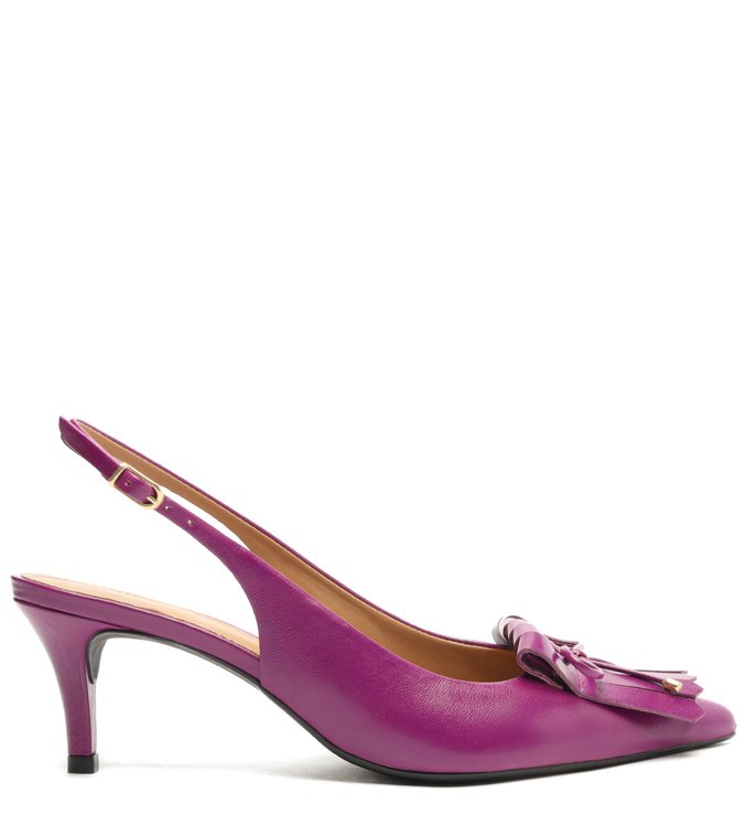 Scarpin Roxo Couro Salto Fino Tereza