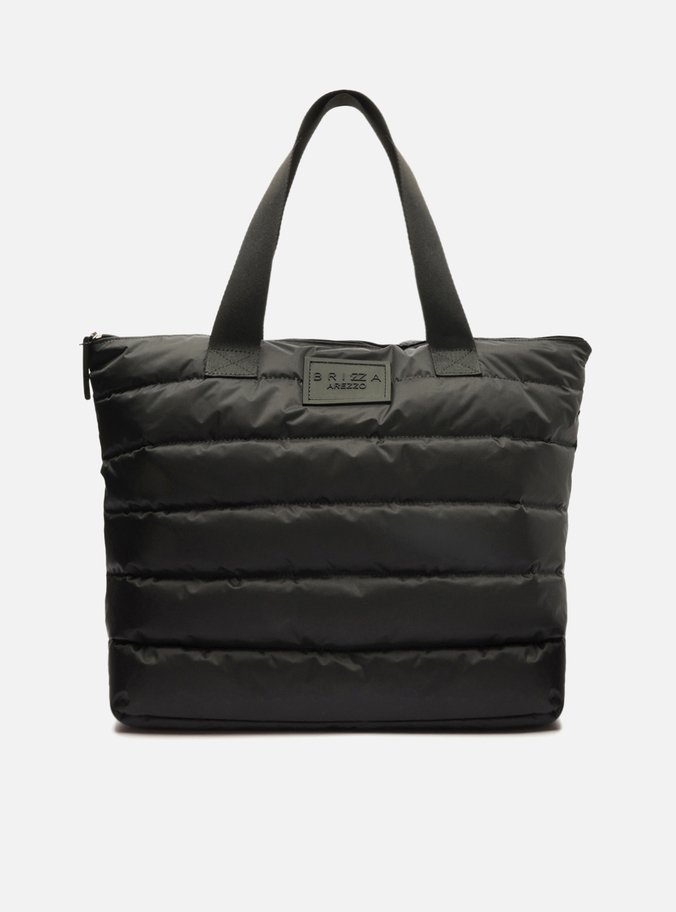 Bolsa Shopping Preta Nylon Puffer Grande