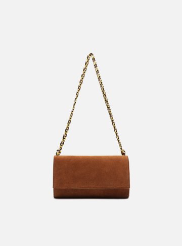 Bolsa Clutch Camurça Caramelo Alça Trançada