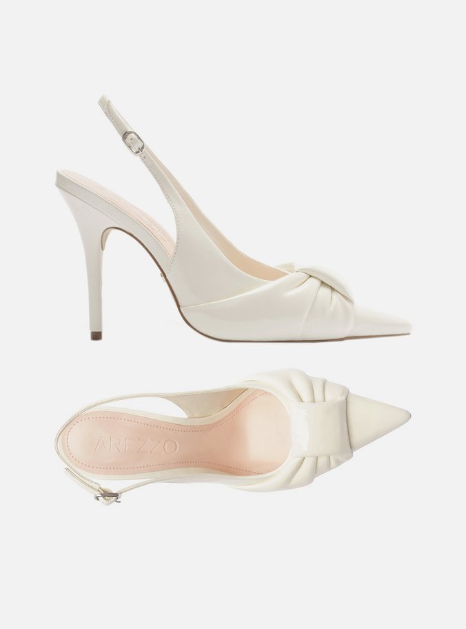 Scarpin Branco Verniz Slingback Puffer