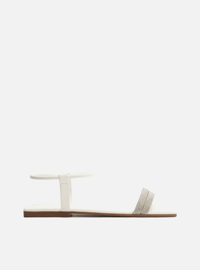 Sandália Rasteira Branca  Salto Rasteiro