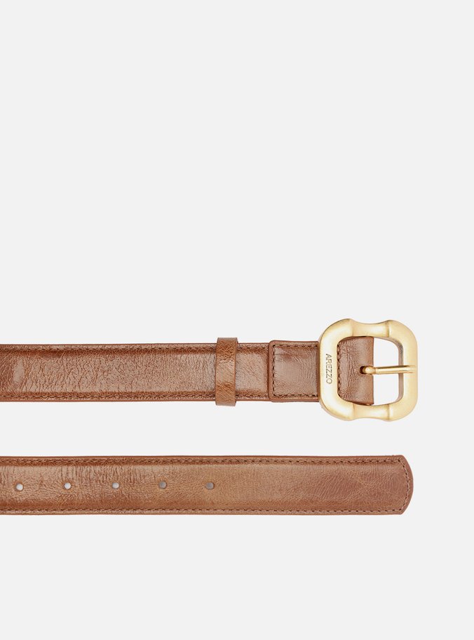 Cinto Marrom Couro Worn Largo Fivela