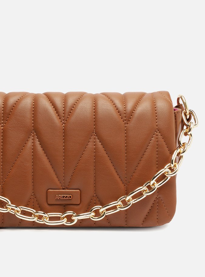 Bolsa Tiracolo Marrom Matelassê Pequena
